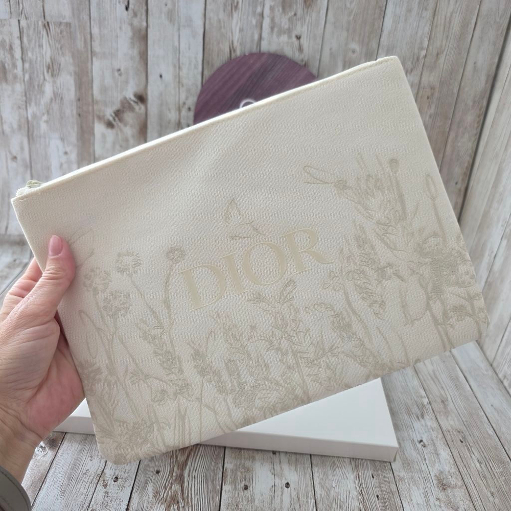 Dior Beige Floral Pouch - Picture 3 of 8